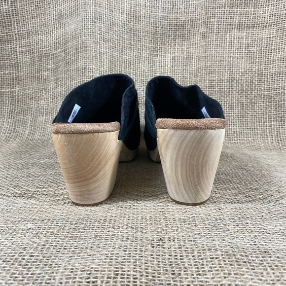 Toms Clog Wood Heel Black Leather Women size 10 - Picture 8 of 11